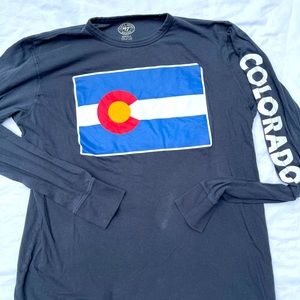 COLORADO state flag graphic vinyl long sleeve tee. 47 Brand. Small